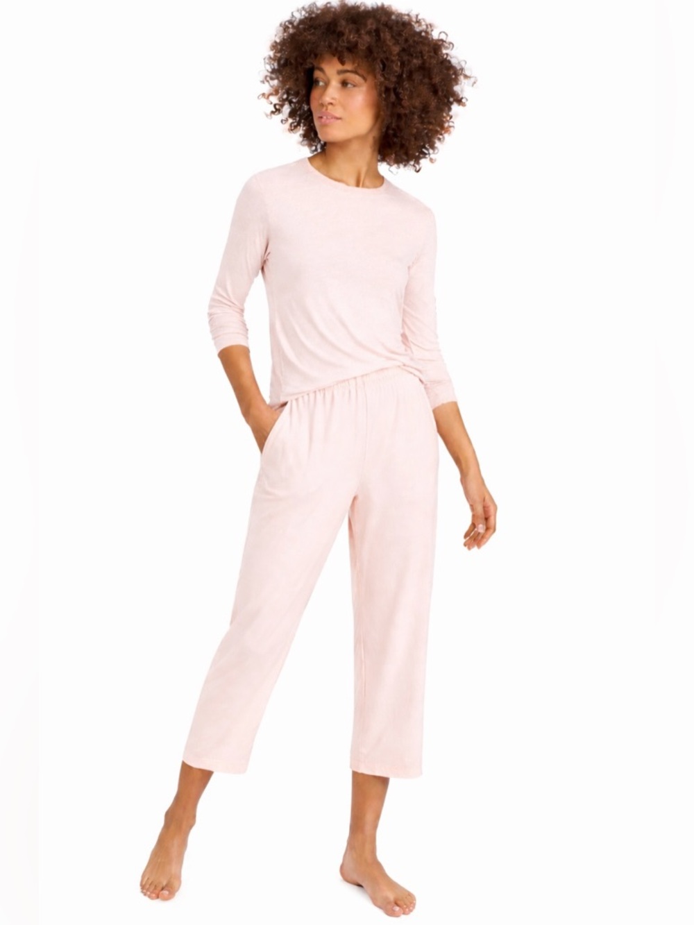 Skin 0 (XS) Carlyn Pima Cotton Crop Pant 0448 straight pale pink airy